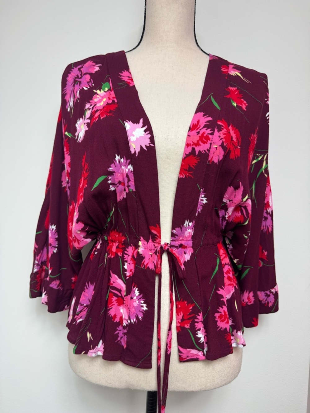 Express Floral Cinched Waist Kimono Maxie Jones ASO General Hospital Size XS P - Picture 2 of 12